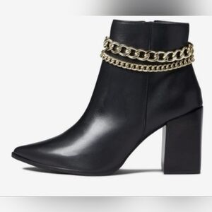 Steve Madden Black Ankle Boots with Gold Chain